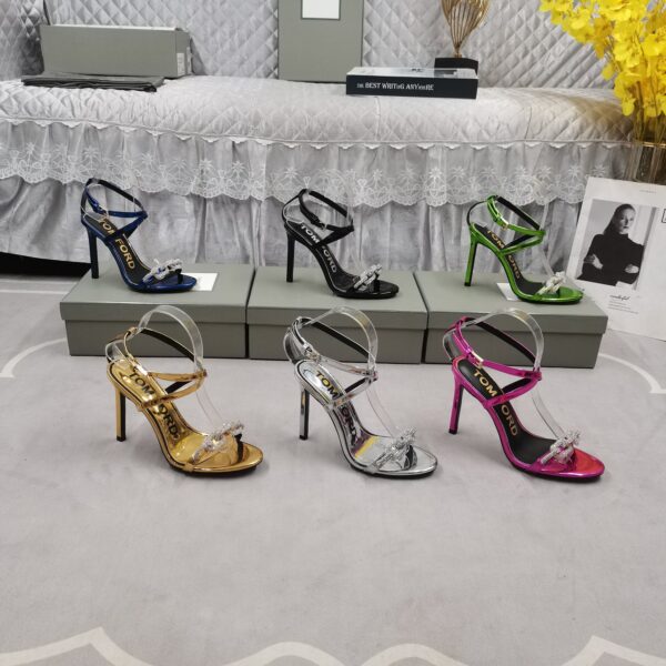Tom Ford Crystal Lock Metallic Stiletto Heels