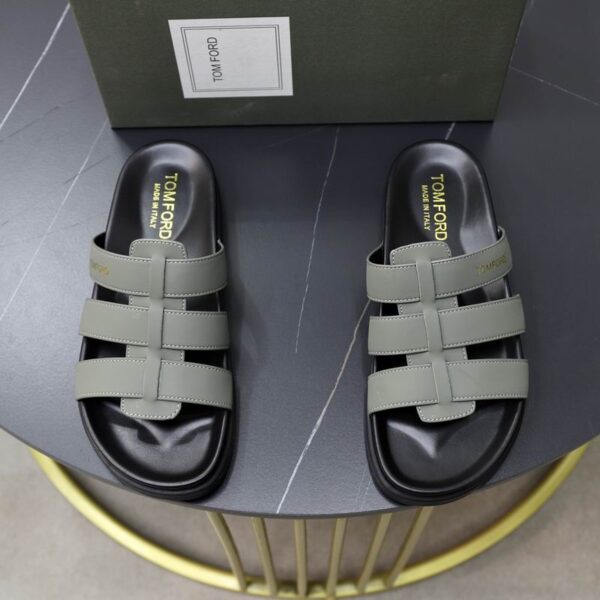 Tom Ford Multi Strap Leather Slide Sandals In 2 Colors