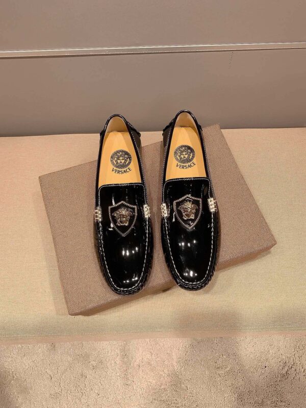 Versace Medusa Shield Patent Leather Loafers