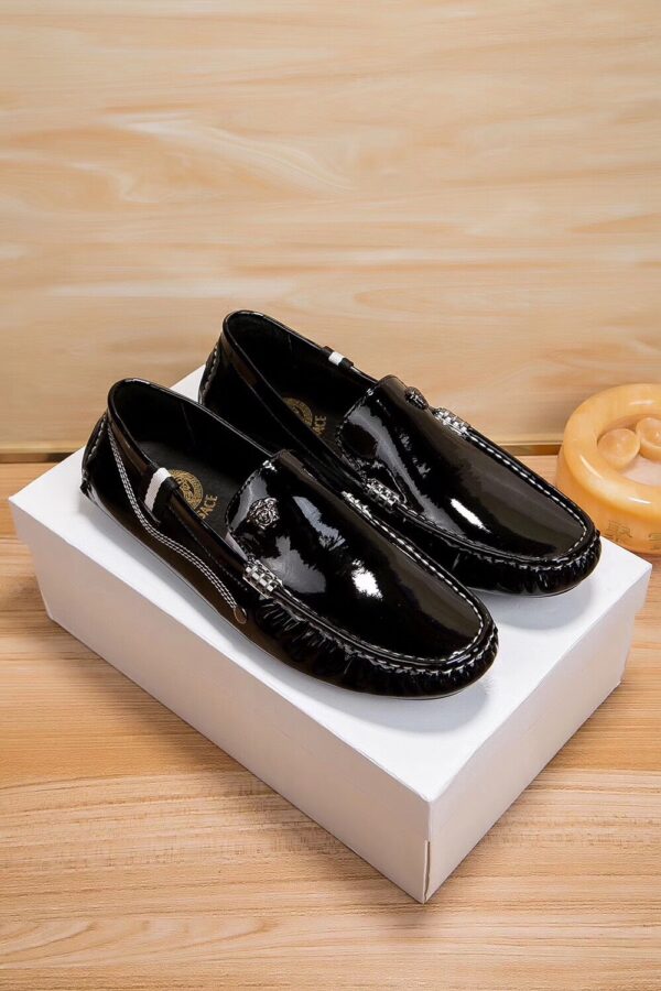 Versace Medusa Plate Patent Leather Driver Loafers