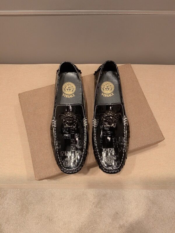 Versace All Over Embossed Medusa & Greca Driver Loafers