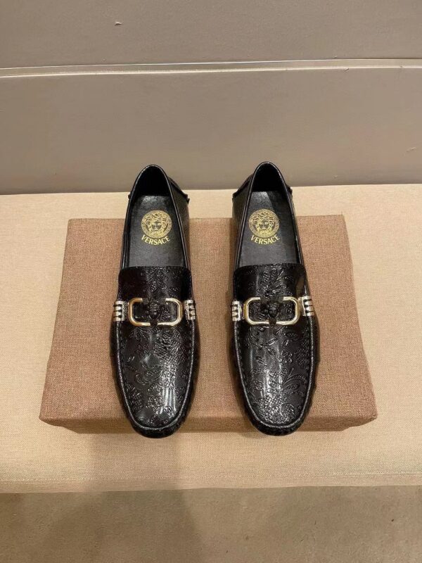 Versace Barocco Pattern Leather Bit Loafers