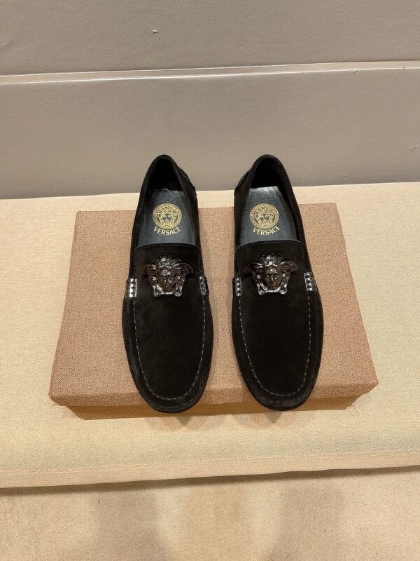 Versace Medusa Plaque Suede Driving Loafers In Different Colors