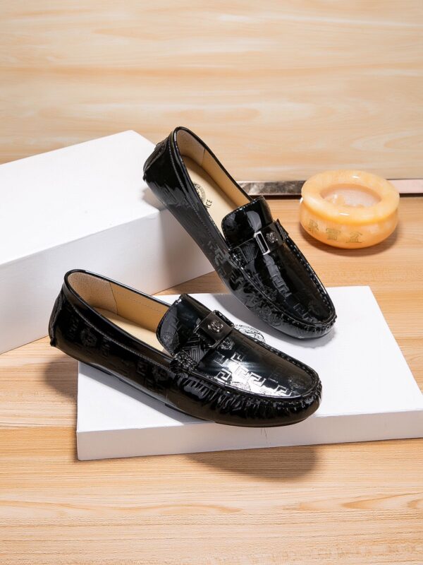 Versace Mixed Finish Medusa & Greca Driver Loafer