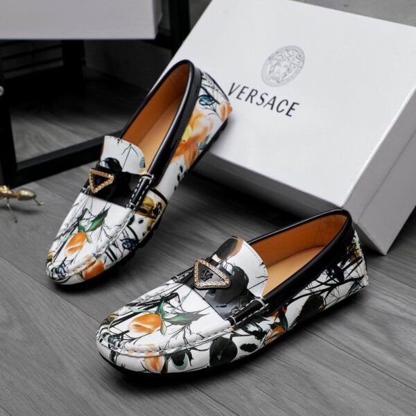 Versace Barocco Flower Print Driver Loafers