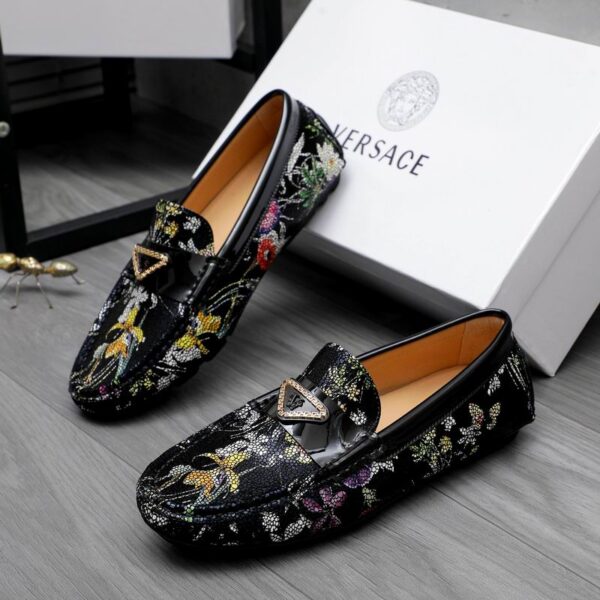 Versace Barocco Floral Print Driver Loafers