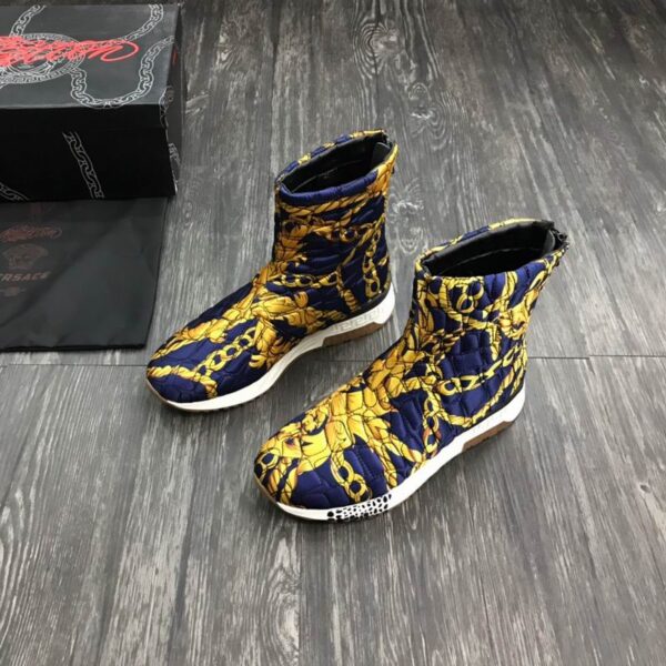Versace Blue Padded Quilted Sock Boot