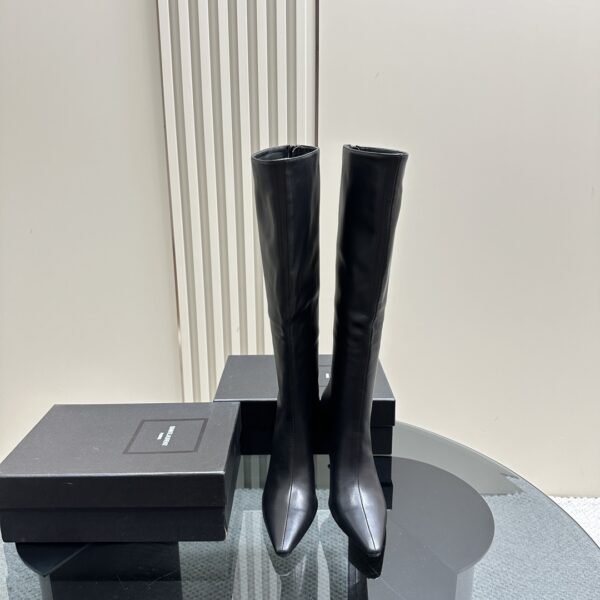 Saint Laurent Ashley Pointed Toe Knee High Boots In 2 Colors