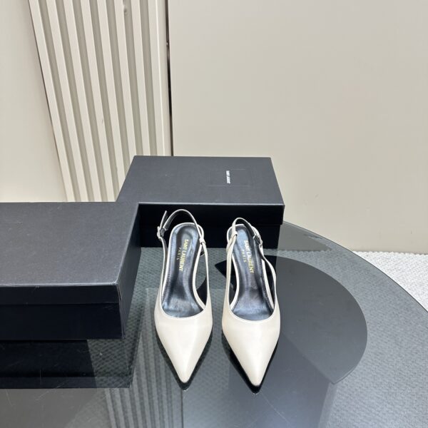 Saint Laurent Off White Lee Slingback Leather Heels