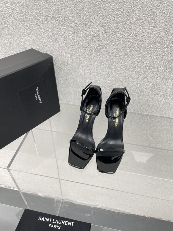 Saint Laurent Black Leather Opyum Ankle Strap Heels
