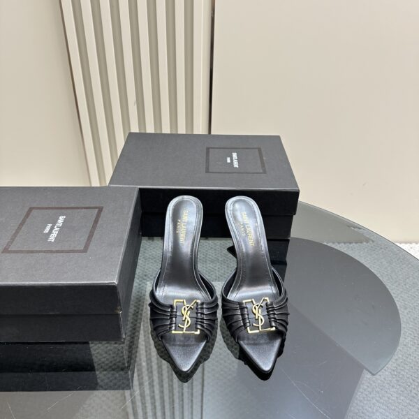 Saint Laurent Loulou Ruched Leather Heels In Different Colors