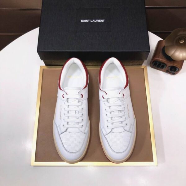 Saint Laurent Red & White SL-61 Low Gum Perforated Sneakers