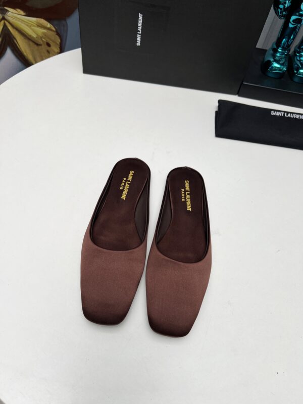 Saint Laurent Square Toe Flat Mules In Different Colors