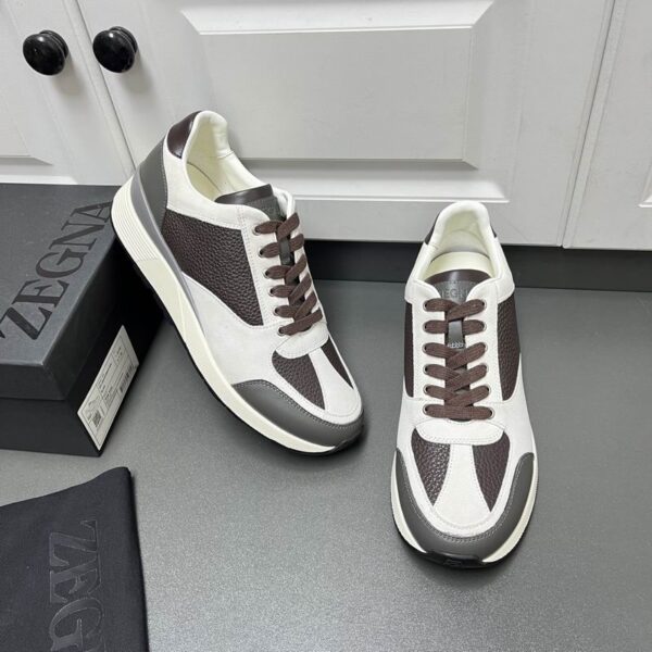 Ermenegildo Zegna Sneakers With White & Dark Brown Colorway