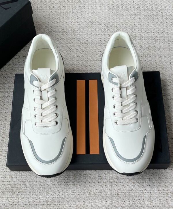 Zegna Low Top White Sneakers With Grey Accents
