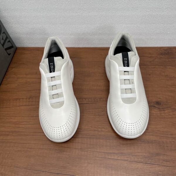 Zegna White Tec Merino Sneakers With Slip On Design