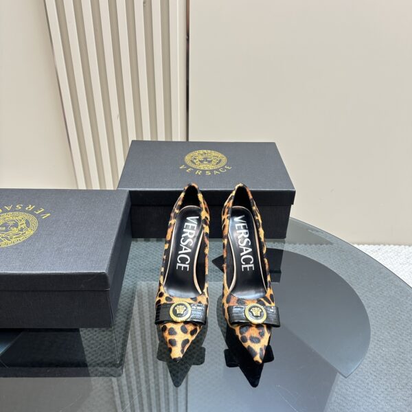 Versace Leopard Gianni Ribbon Pump Heels