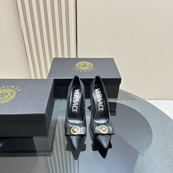 Versace Black Gianni Ribbon Pump Heels