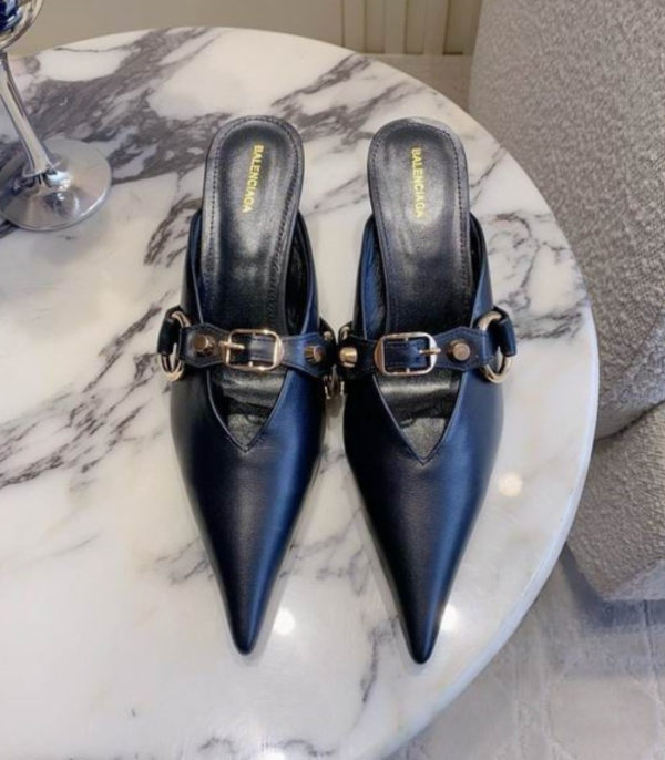 Balenciaga City Heels With Gold Tone Buckle Details In 2 Colors