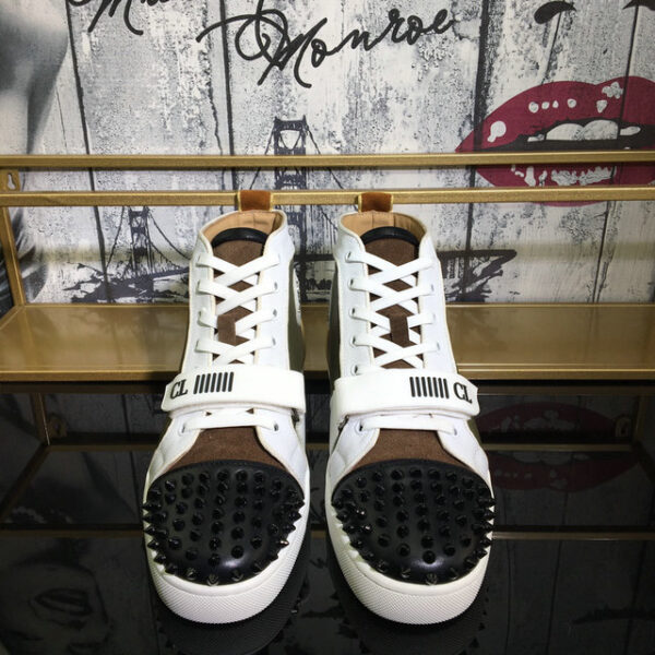 Christian Louboutin Women's Louis Spikes & Strap Leather Flat High Top Sneakers
