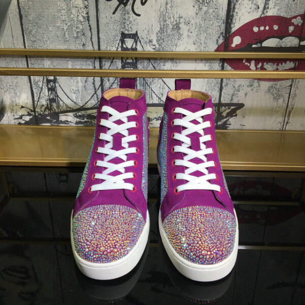 Christian Louboutin Women's Purple Louis Strass Flat Veau Velours Sneakers
