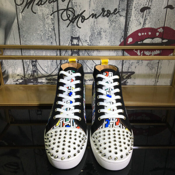 Christian Louboutin Women's Lou Spikes Orlato Flat Logo Print Sneakers