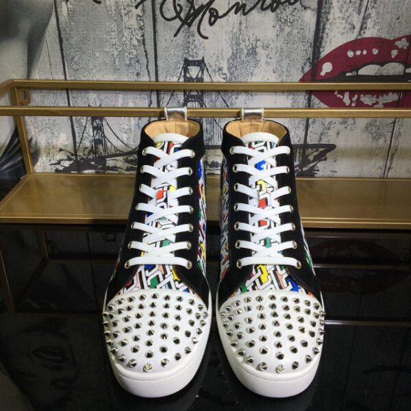 Christian Louboutin Lou Spikes Orlato Flat High Top Sneakers