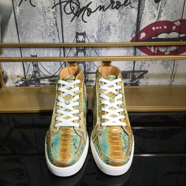 Christian Louboutin Louis Flat Python Effect High Top Sneakers