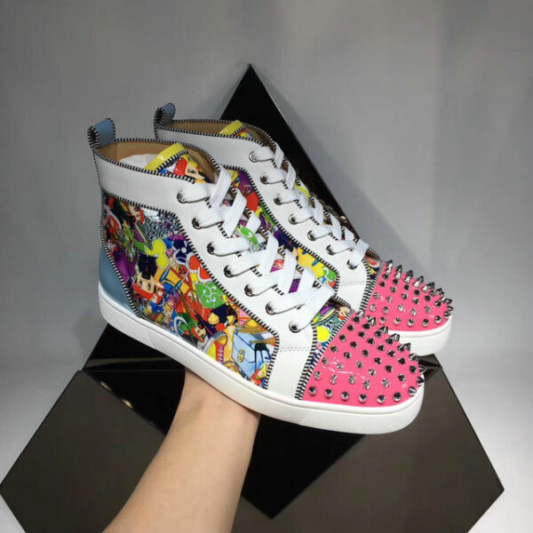 Christian Louboutin Louis Flat Spikes Loub In The Sky Comic Sneakers