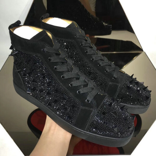 Christian Louboutin Louis Strass Orlato Spikes Suede Sneakers