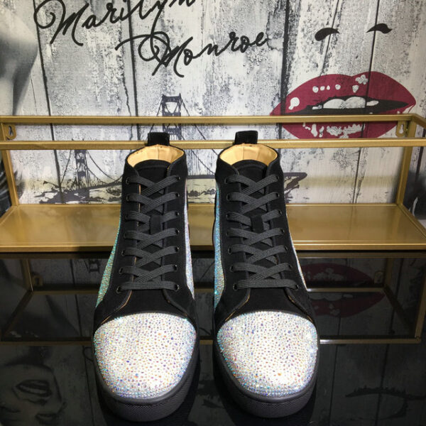 Christian Louboutin Louis Strass Crystal High Top Sneakers