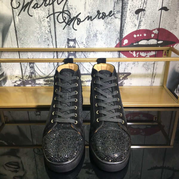 Christian Louboutin Women's Black Louis Flat Strass High Top Sneakers