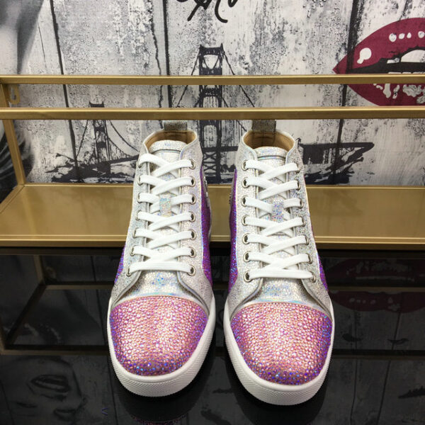 Christian Louboutin Louis Flat Strass Crystal High Top Sneaker