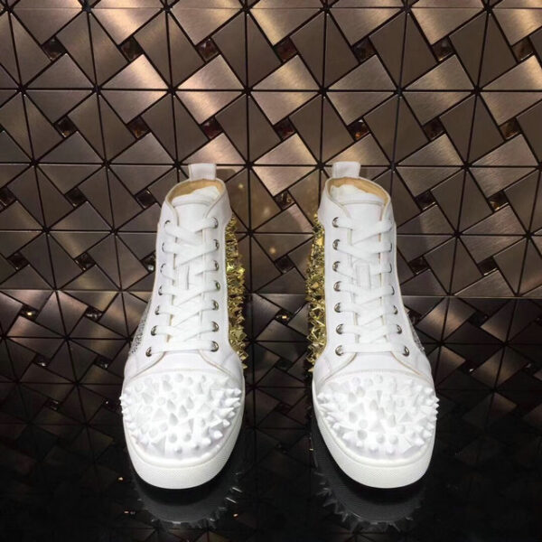 Christian Louboutin Women's Lou Spikes Orlato Asymmetric Strass High Top Sneakers