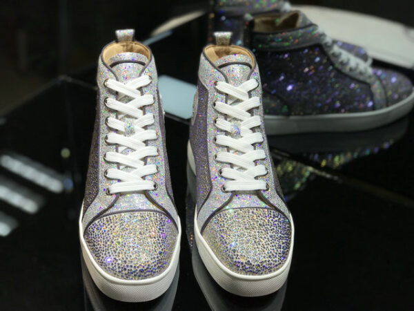 Christian Louboutin Louis Flat Strass Crystal High Top Sneakers