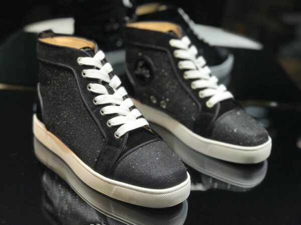 Christian Louboutin Louis Flat Lurex Glitter High Top Sneakers