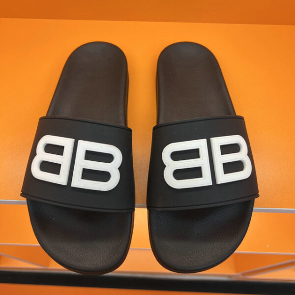 Balenciaga Men's Pool Sliders With Prominent BB Logo On The Strap In Multiple Colors