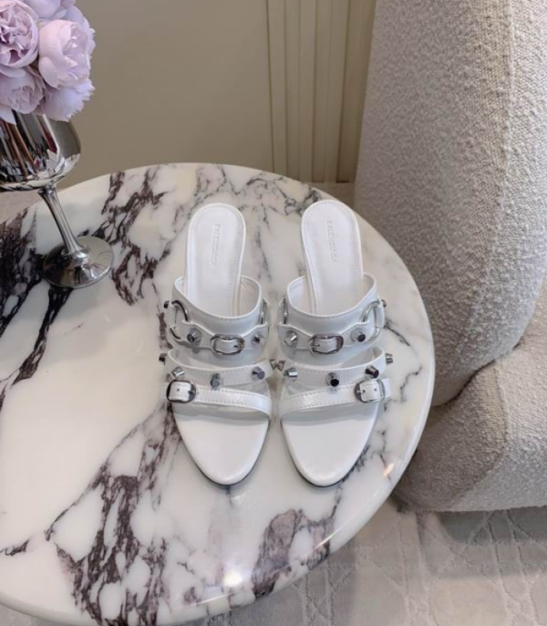 Balenciaga Cagole Heels With Decorative Buckles & Studs In Multiple Colors