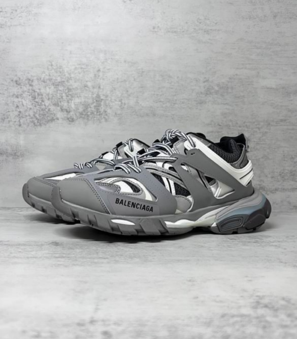 Balenciaga Track Sneakers With Prominent Grey & White Panelled Design