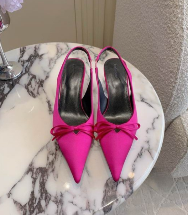 Balenciaga Fuchsia Satin Knife Bow Heels In Different Colors
