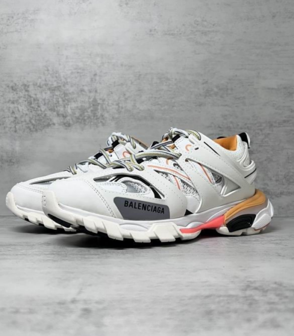Balenciaga Track Sneakers With Layered Mesh & Nylon Upper In White