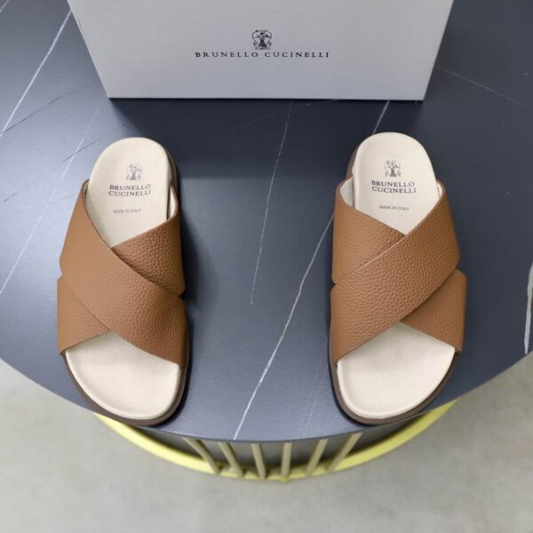 Brunello Cucinelli Grained Calfskin Criss Cross Sandals In Different Colors