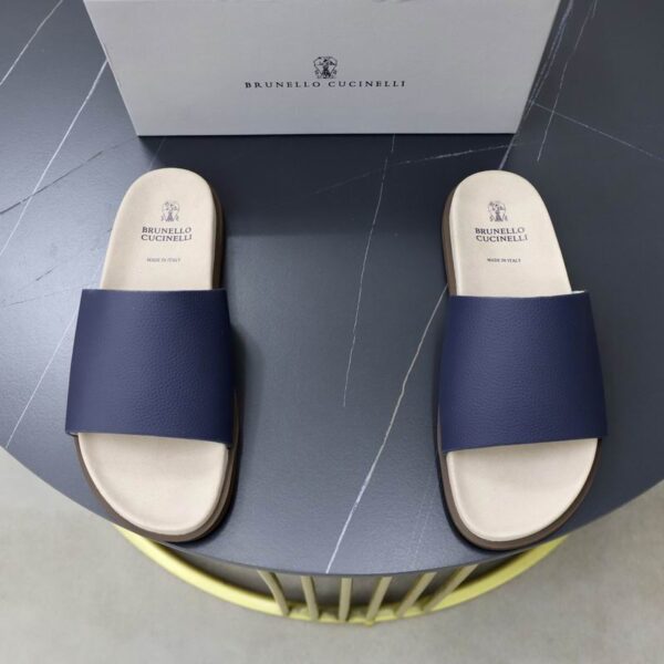 Brunello Cucinelli Grained Calfskin Sliders In Different Colors