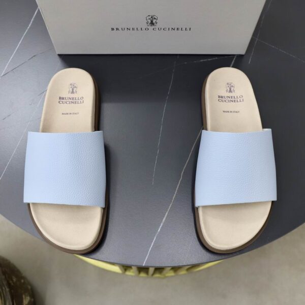 Brunello Cucinelli Grained Calfskin Sliders