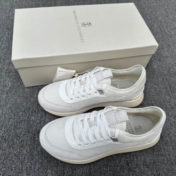 Brunello Cucinelli Monili Detailed Technical Mesh & Suede Sneakers