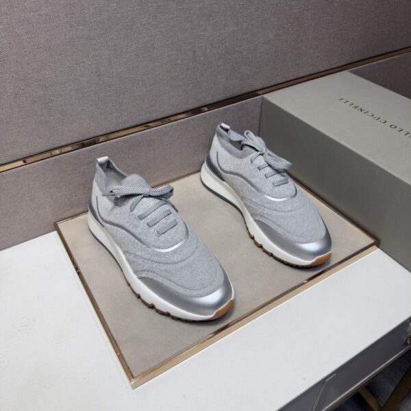 Brunello Cucinelli Knit Metallic Detailing Sneakers
