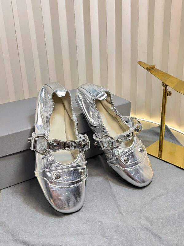 Balenciaga City Ballerinas With Metallic & Studded Strap Detailing In Different Colors