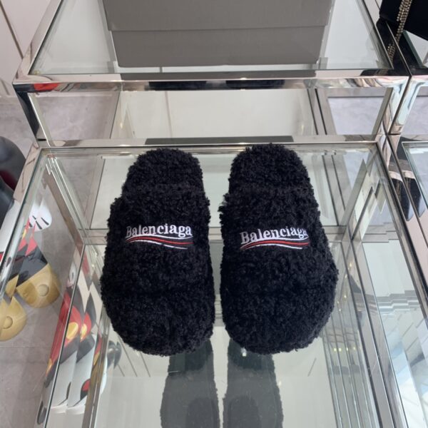 Balenciaga Furry Sliders With Faux Shearling Material In Multiple Colors