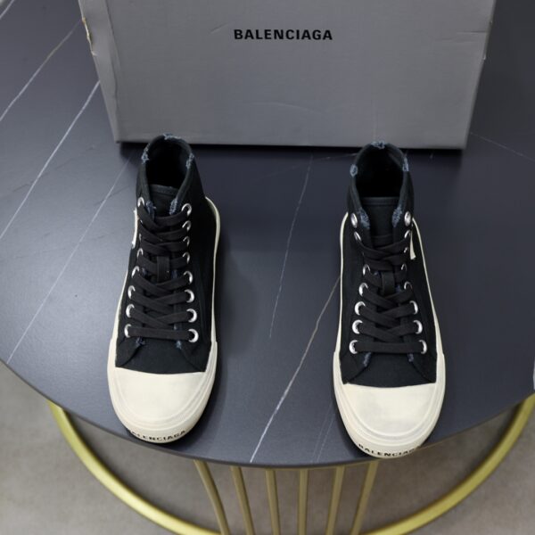 Balenciaga Paris Men's High Top Sneakers With White Vulcanized Toe Cap & Sole
