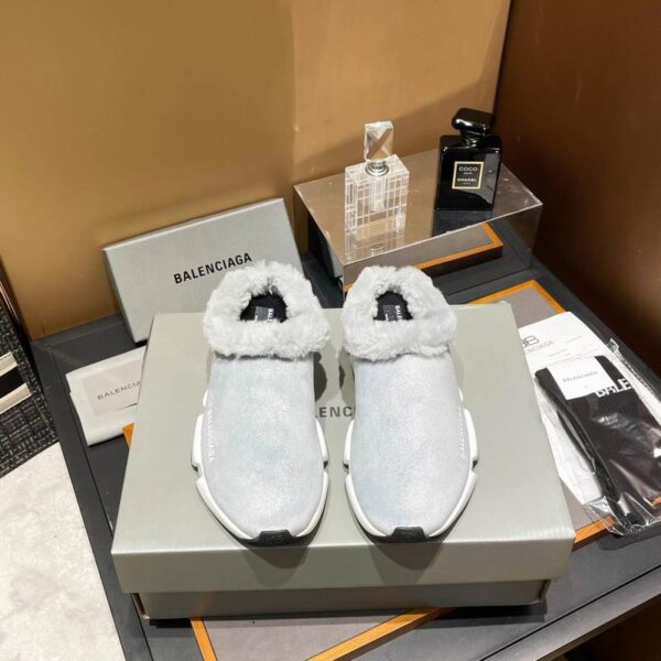 Balenciaga Men's Speed Mules With Cozy Shearling Trim In 2 Colors